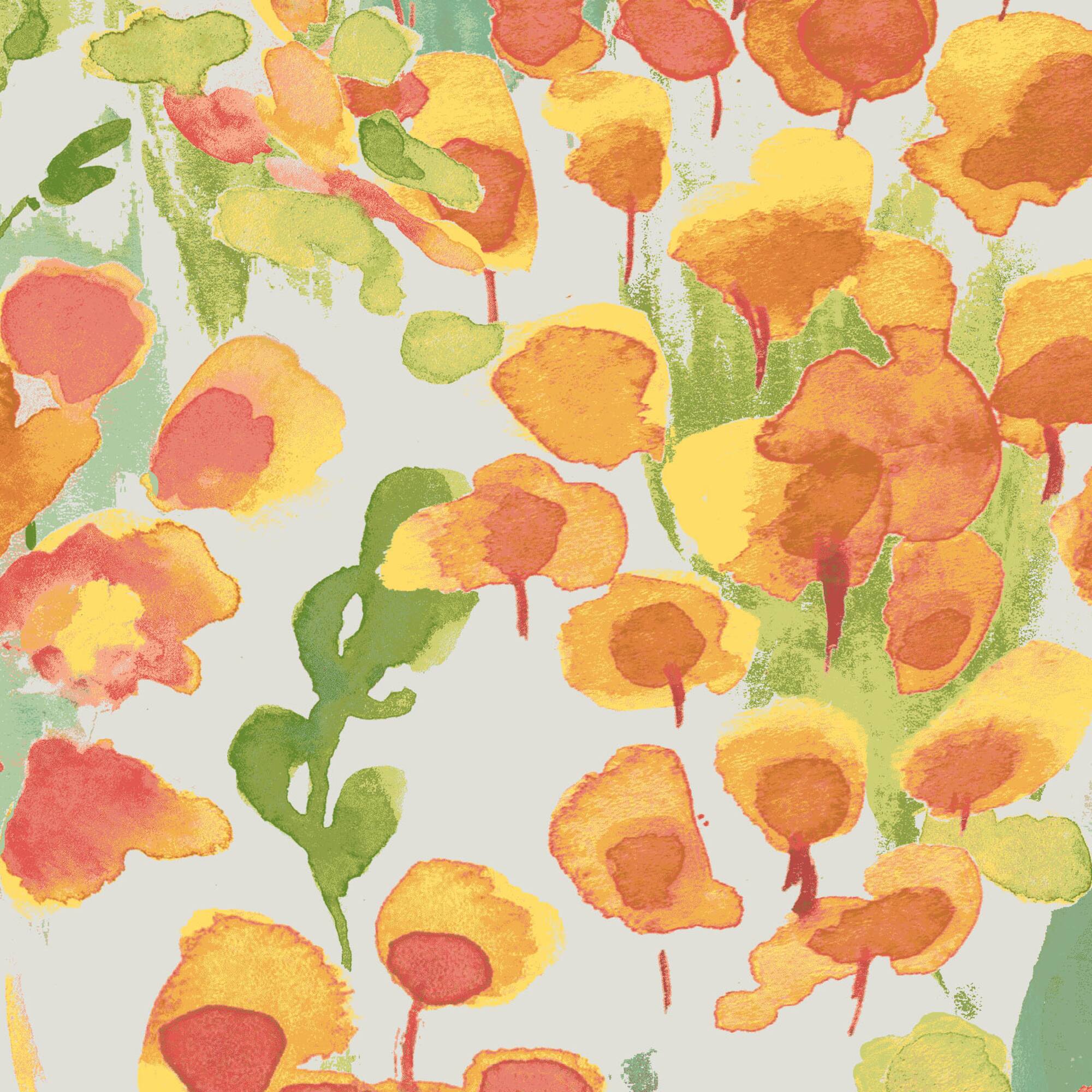 PKL Studio Coral Watercolor Floral Cotton Home Décor Fabric